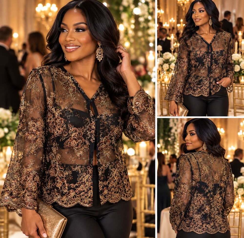 Marisa Baratelli Size 8 NWOT 100% Thai Silk Sheer Embroidered Jacket Formal
